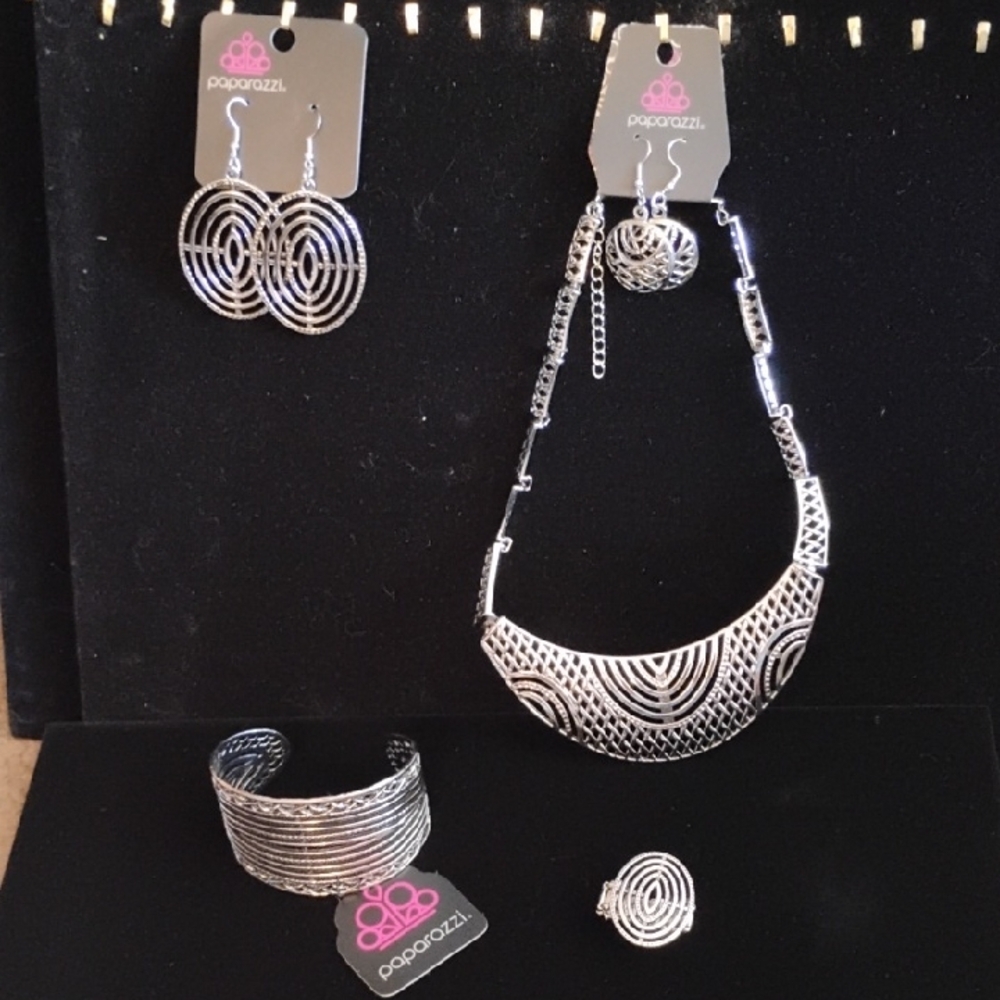 Paparazzi Silver Drop Earrings with Intricate Design